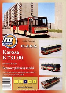 Papírový plastický model Karosa B 731.00 rok výroby 1982 – 1986