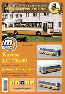 Papírový plastický model Karosa LC 735.00 rok výroby 1982 – 1985