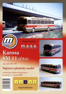 Papírový plastický model Karosa ŠM 11 (ČSA) rok vžroby 1964 – 1981