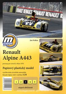 Papírový plastický model Renault Alpine A443 protoyp pro závod Le Mans 1978