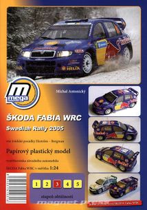 Papírový plastický model vozu Škoda Fabia WRC Swedish Rally 2005 švédské posádky Ekstrom – Bergman Michal