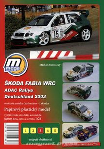 Papírový plastický model Škoda Fabia WRC ADAC Rallye Deutschland 2003 vůz finské posádky Gardemeister – Lukander